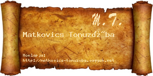 Matkovics Tonuzóba névjegykártya